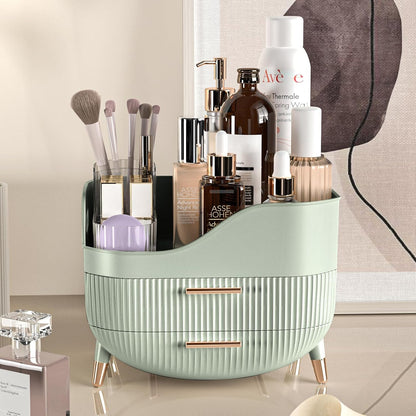 Makeup Organizer with Drawers, Green Skincare Organizer for Vanity, Storage Box with Handle, Large Cosmetic Display Case for Dresser, Bathroom Countertop6
