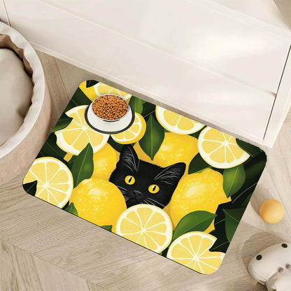 Cute Shark Dog Cat Food Mat,Absorbent Pet Feeding Mat with Rubber Backing,Non-Slip Water Bowl Placemat,Indoor Pet Accessories Supplies 12"X20"15