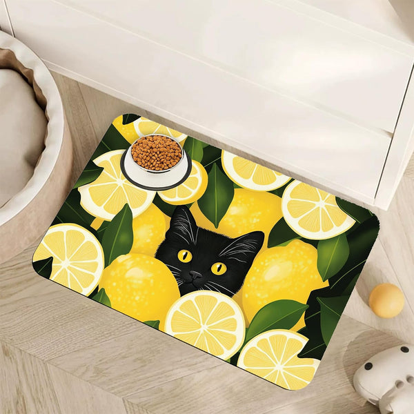 Cute Shark Dog Cat Food Mat,Absorbent Pet Feeding Mat with Rubber Backing,Non-Slip Water Bowl Placemat,Indoor Pet Accessories Supplies 12"X20"15