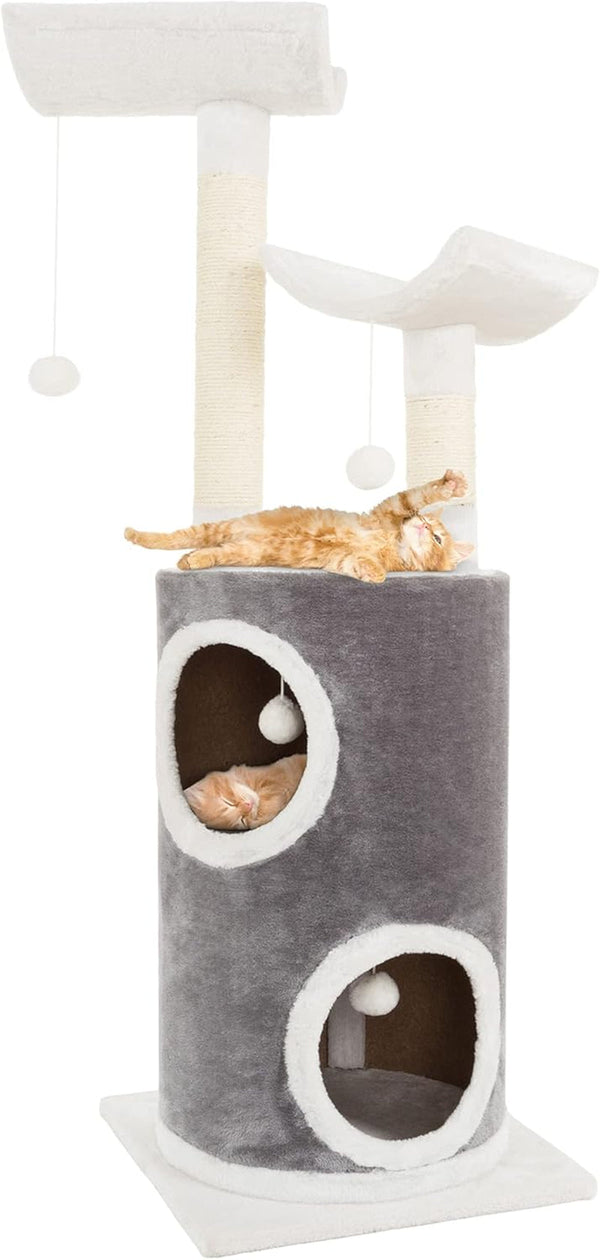 20.5-Inch Cat Condo - 2 Story Cat House with Sisal Scratch Pad, Barrel Shaped Pet House Covered in Soft Fabric by PETMAKER (Gray)8