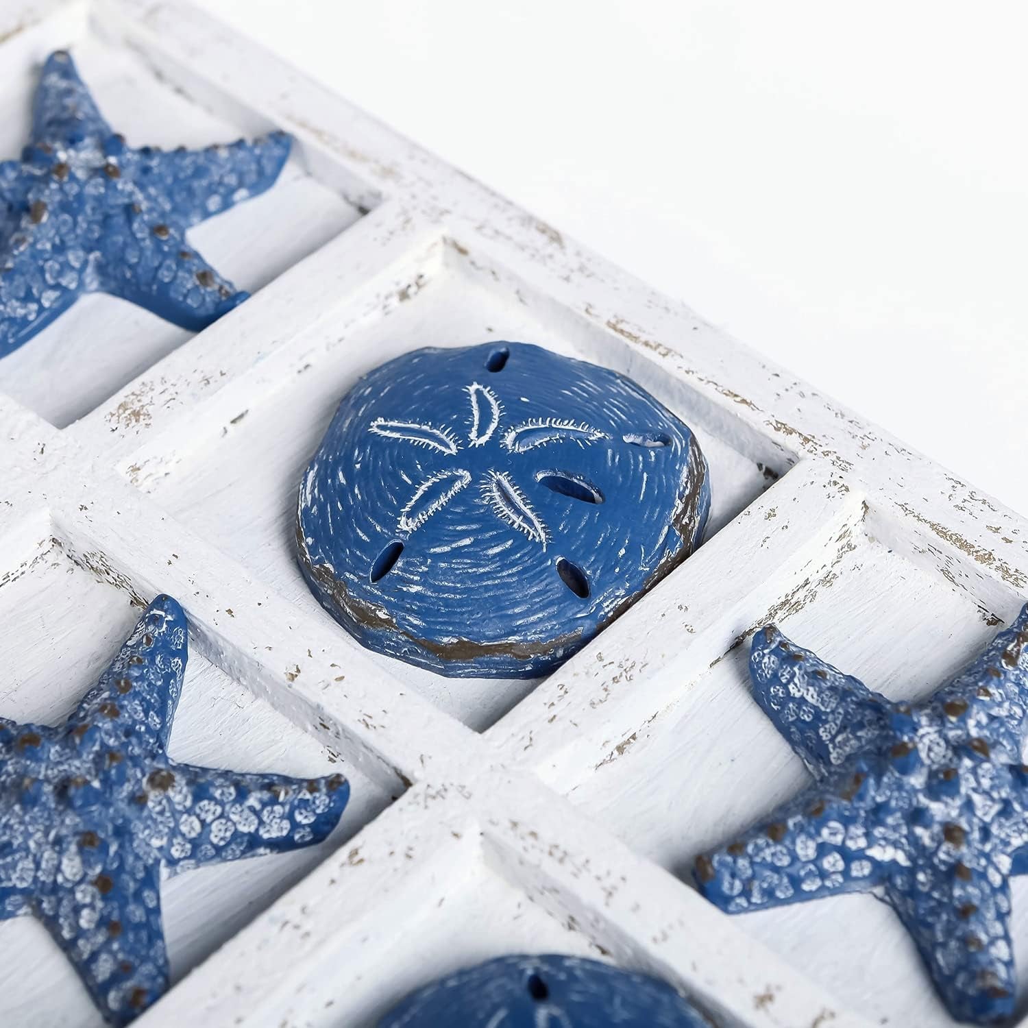 beach-decor-tic-tac-toe-5-sand-dollars-5-starfish-pieces-wood-board-travel-game-for-coastal-house-coffee-table-decor-blue