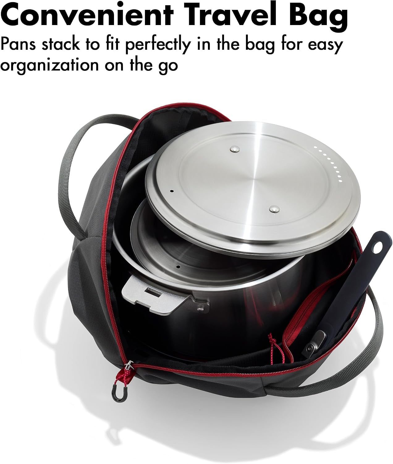oxo-outdoor-8-piece-camping-cookware-set-10-pre-seasoned-carbon-steel-frying-pan-skillet-2-25qt-and-5qt-stainless-steel-saucepans-with-lids-removeable-handle-trivet-travel-bag-space-saving