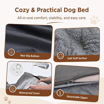 Comfort Expression Orthopedic Dog Bed for Extra Large Dogs with Bolster | Waterproof Dog Couch Bed with Washable Cover & Non-Slip Bottom, Supportive Egg Crate Foam XL Pet Bed, 42X30 Inch4