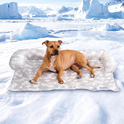 Spark Paws Cooling Couch Cover Dog Bed, Furniture Protector Mat, Non-Toxic Washable Pet Cooling Pad for Large & Small Dog - Hearts Blue - Size M14