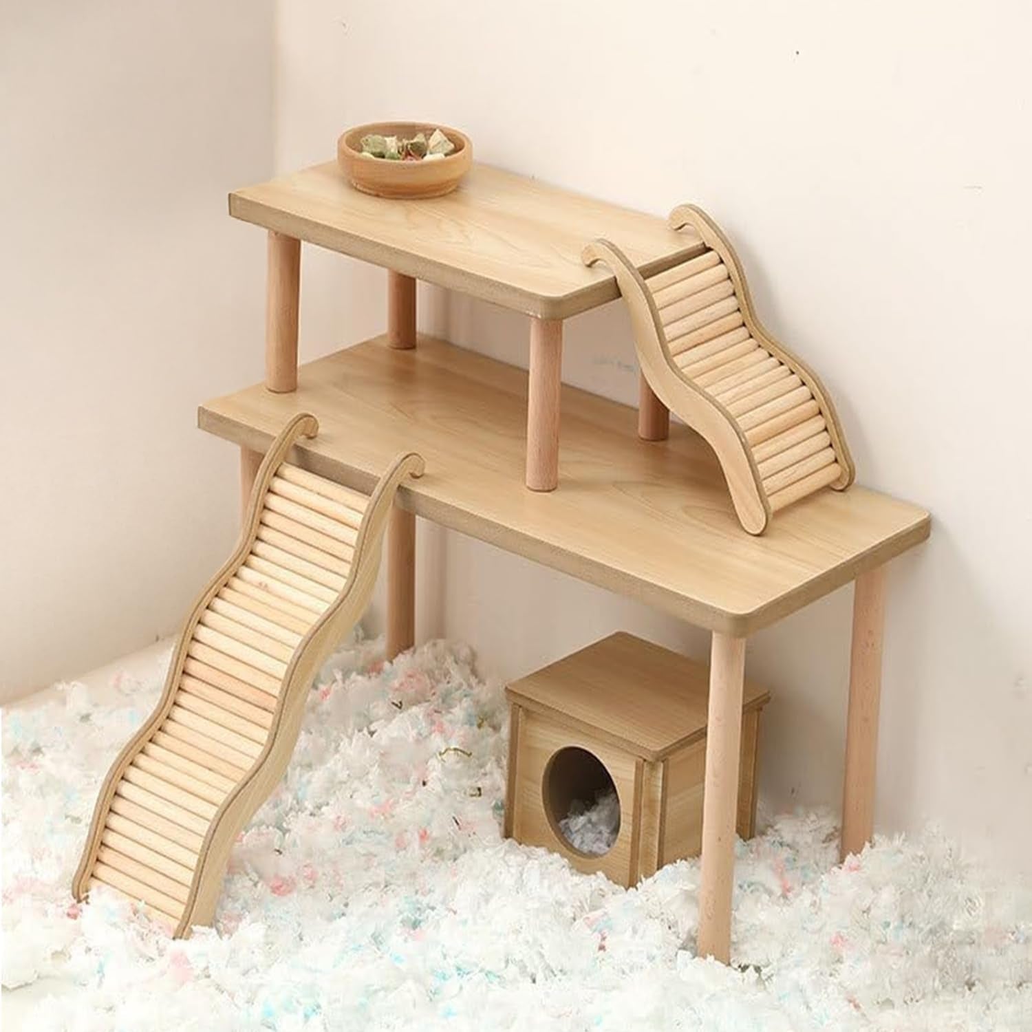 2-piece-set-hamster-play-wooden-platform-for-dwarf-syrian-hamsters-gerbils-mice-degus-or-other-small-pets