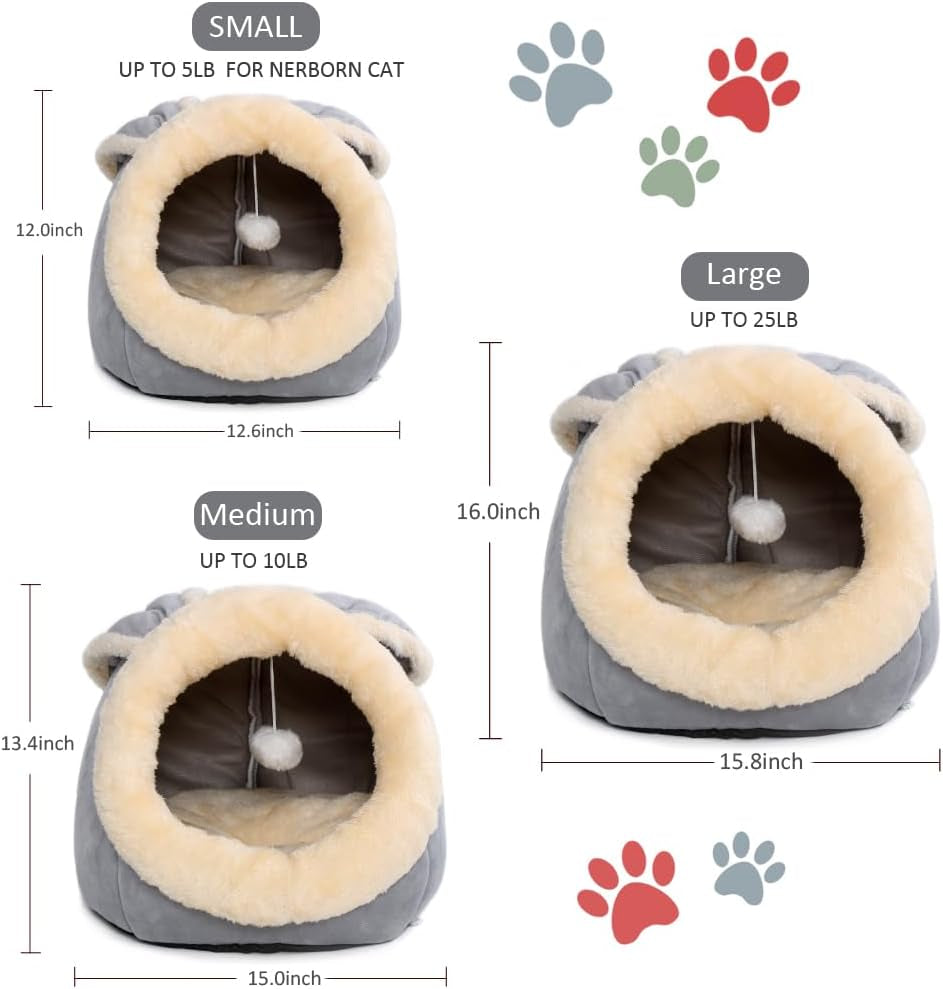 cat-beds-for-indoor-cats-rabbit-shaped-cat-cave-bed-with-hanging-toy-grey-m-super-soft-calming-cat-tent-house-for-kitten-puppy-warm-plush-machine-washable-removable-cushioned-pad-cute-cat-hideaway
