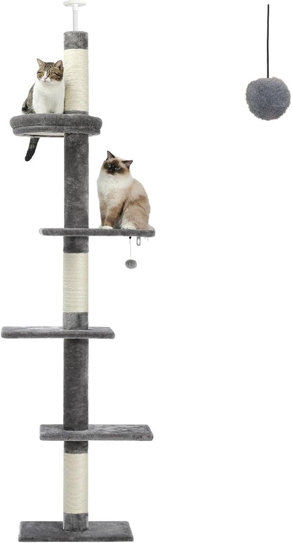 PETEPELA Cat Tree for Indoor Cats, 34.6" Small Cat Tower with Scratching Posts, 2 Condos, Scratching Ramp & Dangling Toys, Cat Play House for Kittens and Small Cats | Compact Tower with Thick Sisal Posts, 2 Condos, Dangling Toys & a Cozy Top Bed—For Kittens & Small Cats1