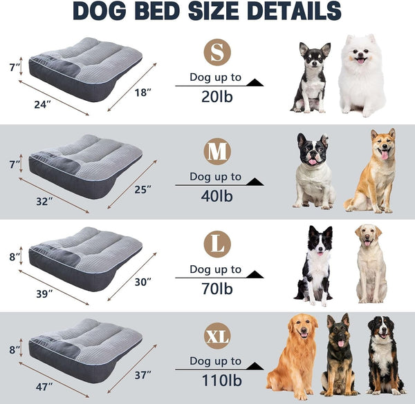 XL Dog Bed for Large Dogs up to 110 Lbs, Orthopedic Extra Giant Dog Sofa with Thick Plush Crate Mat & Bolster Pillow, Fluffy Washable Bed for Senior & Arthritic Dogs, Non-Slip Bottom, Grey 47"X37"3