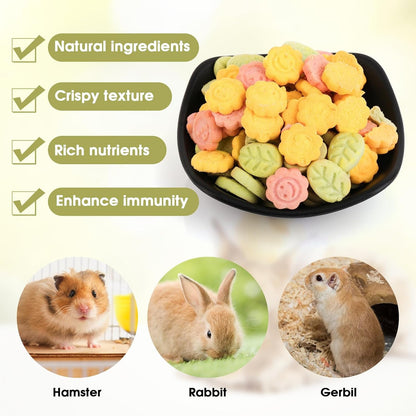 Abizoo 3 Vegetable Chews Treats: Grain Free Natural Snacks with Beet, Carrot, Spinach for Hamsters, Rabbits, Guinea Pigs & Gerbils Crunchy for Digestive Support & Dental Health 1.76Oz/50G5
