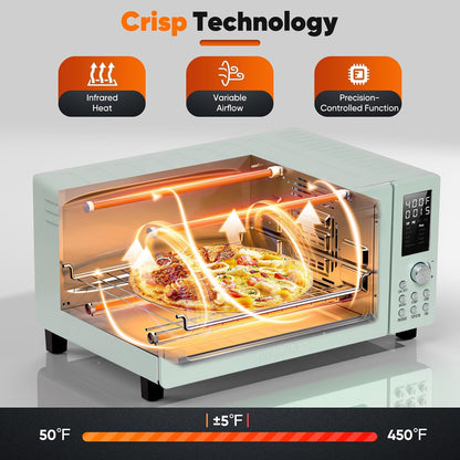 Bravo Pro Convection Air Fryer Toaster Oven Combo | 2026 New Improved,10-In-1, 50°-450°F Control, Quick Even Crisp Tech, 21Qt, PFAS Free, Mint Green4