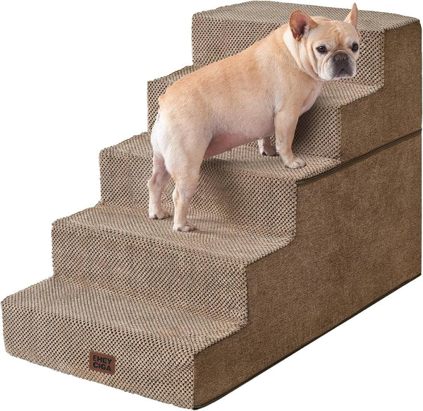 EHEYCIGA Dog Stairs for Bed 18" H, Dog 4-Steps for High Bed, Olive Green | Pet Steps for Small Dogs and Cats, Non-Slip Balanced Pet Ramp Indoor25