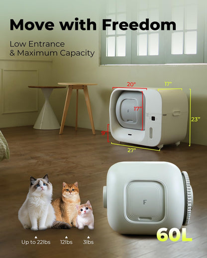 Furbulous True Odor-Free Self Cleaning and Packing Litter Box, Automatic Cat Litter Box with Self-Pack and Refill System, APP Control, Extra Large Space for 3.3-22 Lbs Cats, Upgraded Version7