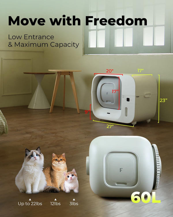 Furbulous True Odor-Free Self Cleaning and Packing Litter Box, Automatic Cat Litter Box with Self-Pack and Refill System, APP Control, Extra Large Space for 3.3-22 Lbs Cats, Upgraded Version7