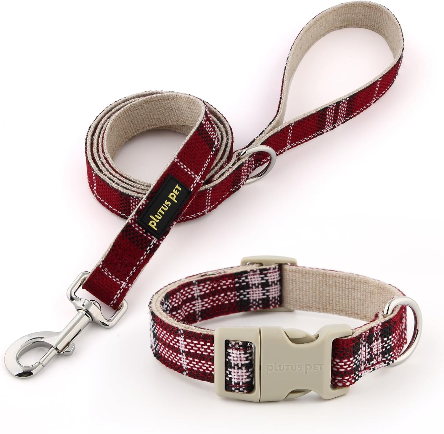 plutus-pet-cotton-hemp-dog-collar-and-leash-set-adjustable-collar-for-small-medium-and-large-dogs-heavy-duty-and-soft-on-skin-lavender-s