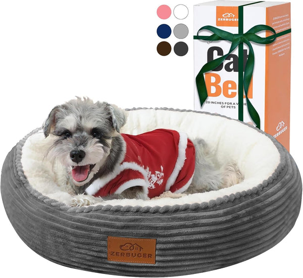 Zerbuger 20In Washable Cat Beds for Indoor Cats - round Donut Pet Bed for Cats, Small Dogs, Puppy, Kitten - Anti-Slip Bottom, Calming Bed Gift - Pink23