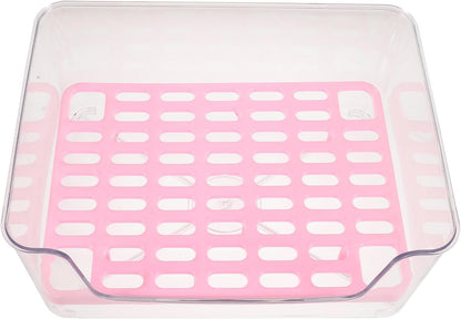 UPKOCH Semi-Enclosed Cat Toilet Litter Box with High Sides Acrylic Medium Pink Pet Bedpan Splash-Proof for Kitten Housebreaking and Travel Use1