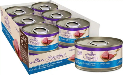 Wellness CORE Signature Selects Flaked Adult Canned Wet Cat Food, Natural, Protein Rich, Grain Free, Skipjack Tuna and Wild Salmon Entrée Recipe, 2.8 Oz, Pack of 12 Cans28