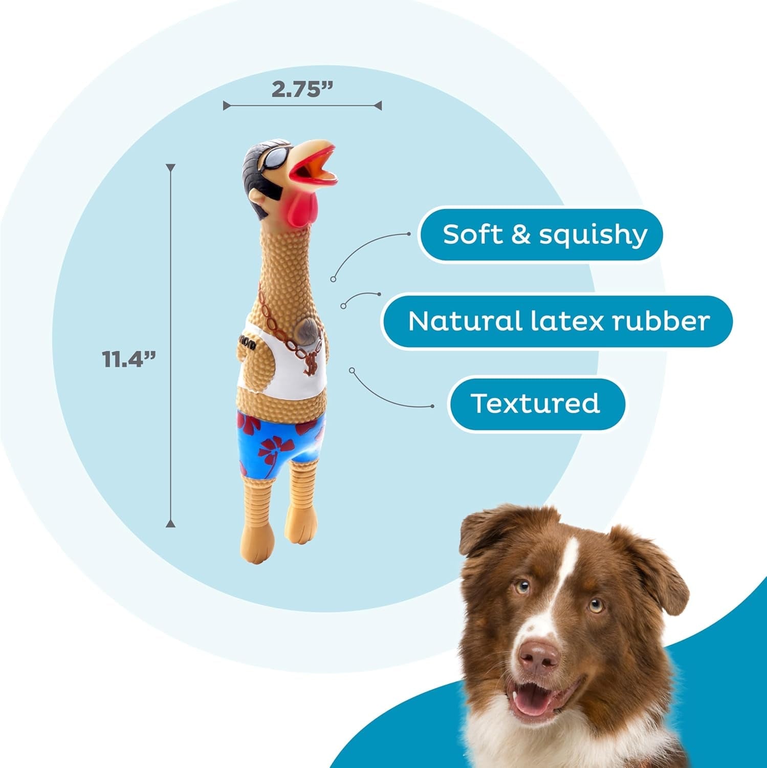 outward-hound-by-charming-pet-squawkers-earl-latex-squeaky-rubber-chicken-dog-toy-funny-interactive-holiday-toy-for-dogs-large-size