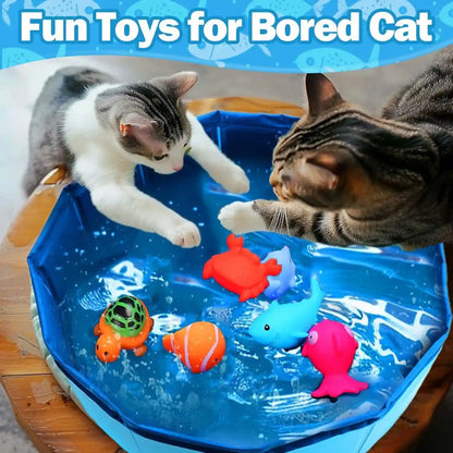 BABORUI Cat Pool Toy with Fish-Water Cat Toys, Portable Cat Pool Toy, Cat Water Toys for Bored Indoor Cats, Interactive Cat Toys for Indoor Cats for Endless Self Play5