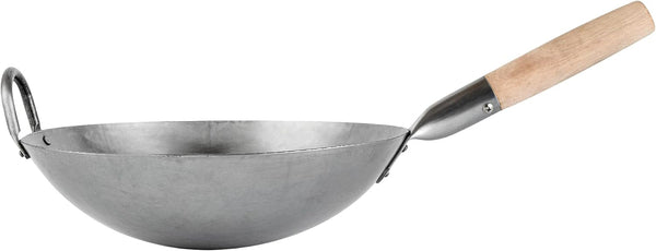 Carbon Steel Wok 1 Pack of 12 Inch Heavy-Duty Stir Fry Pan Silver Hand Hammered Wok Efficient Maneuvering Steel Helper Handle Uniform Heat Distribution Asian Cooking13