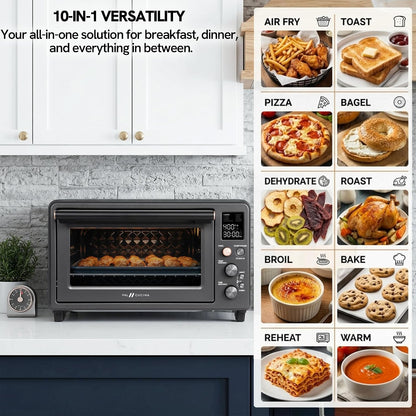 26.3 QT Non-Toxic Enamel Interior Air Fryer Toaster Oven Combo, 10-In-1 Convection Countertop Oven with Infrared Heating, Fits 12" Pizza & 6 Slice Toast, Easy Clean Enamel Baking Pan5