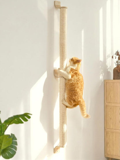 FUKUMARU Cat Wall Scratcher, 60" Tall Kitten Scratching Post | Natural Sisal Pole, Wall Mounted Climbing Tree for Indoor Large Cats1