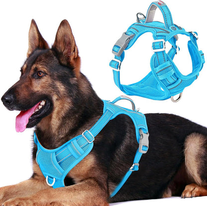 BARKBAY Dog Harness No Pull with ID Tag Pocket - Heavy Duty, Reflective, Easy Control for Large Dogs(Blue,L)19