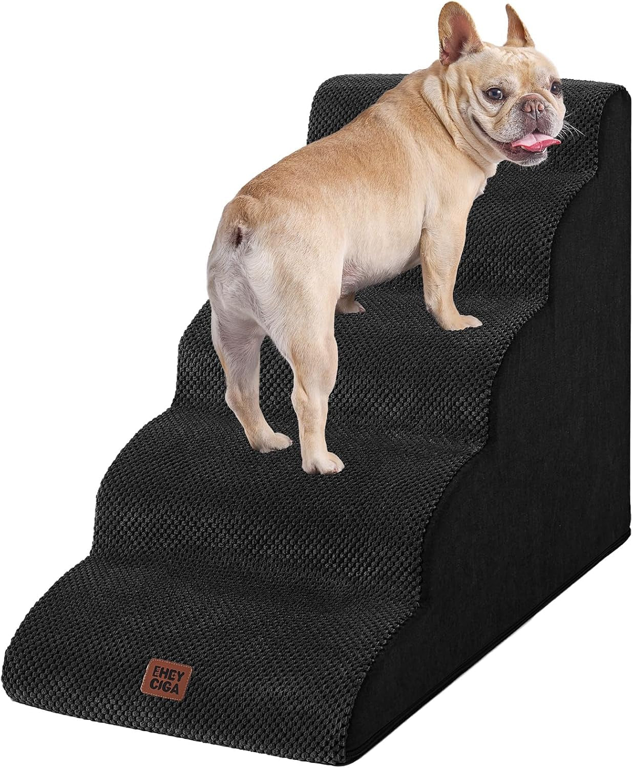 eheyciga-curved-dog-stairs-ramp-for-5-step-high-beds-22-6-h-dog-steps-33d-density-of-pure-foam-for-small-dogs-and-cats-pet-stairs-for-high-bed-climbing-non-slip-balanced-pet-step-indoor-grey