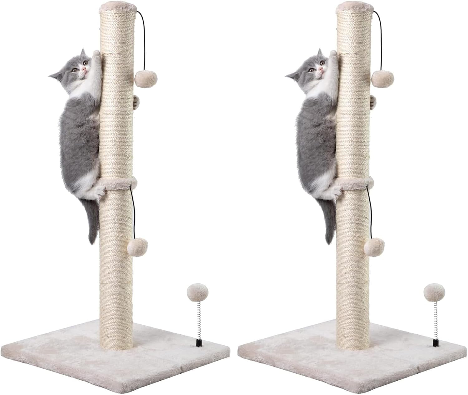 mecool-cat-scratching-post-premium-basics-kitten-scratcher-sisal-scratch-posts-with-hanging-ball-22in-for-kittens-or-smaller-cats-22-inches-for-kitten-beige