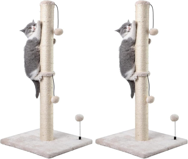 MECOOL Cat Scratching Post Premium Basics Kitten Scratcher Sisal Scratch Posts with Hanging Ball 22In for Kittens or Smaller Cats (22 Inches for Kitten, Beige)17