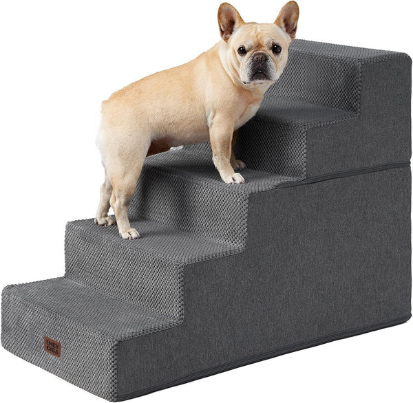 EHEYCIGA Dog Stairs for Bed 18" H, Dog 4-Steps for High Bed, Olive Green | Pet Steps for Small Dogs and Cats, Non-Slip Balanced Pet Ramp Indoor14
