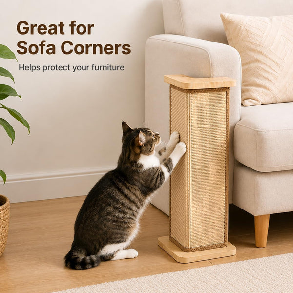Couch Corner Cat Scratcher, 25.6'' Corner Cat Scratching Post for Sofa, Replaceable Sisal Scratching Pad for Wall Furniture Protector2