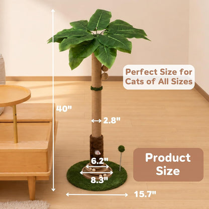 AIXINPET Cat Scratching Post - Upgraded 40'' Tall Cat Scratcher Tree Tower Scratching Posts for Indoor Cats, with Cat Toy Mouse Hole, Spring Ball and Interactive Wooden Ball - for Kittens Adults Cats9