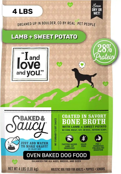 I and Love and You Baked & Saucy Dry Dog Food with Gravy Coating, Beef & Sweet Potato Recipe, Grain-Free, Prebiotics & Probiotics, Real Meat, No Fillers, 4 Pound Bag15