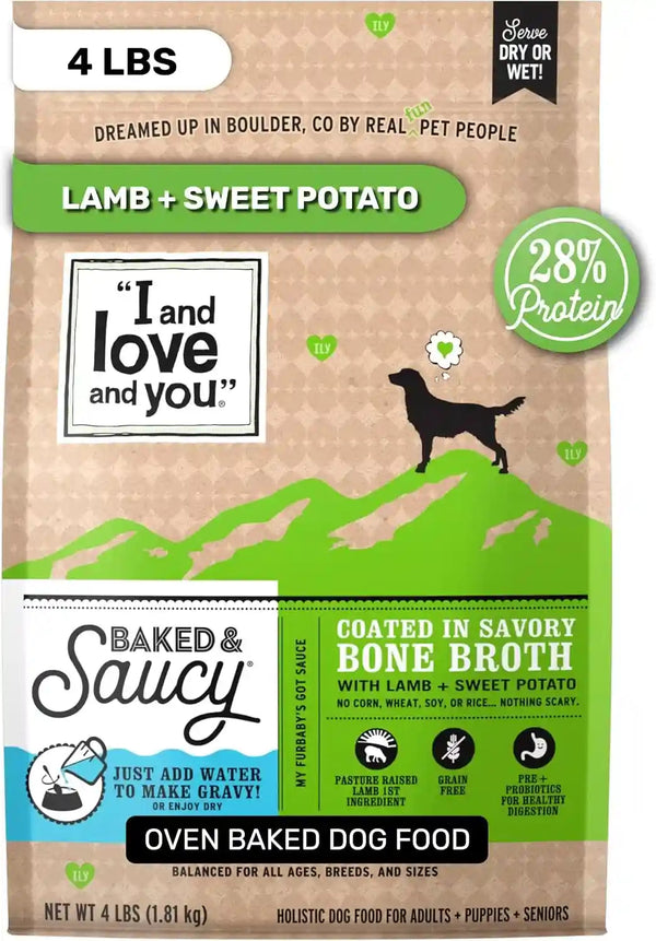 I and Love and You Baked & Saucy Dry Dog Food with Gravy Coating, Beef & Sweet Potato Recipe, Grain-Free, Prebiotics & Probiotics, Real Meat, No Fillers, 4 Pound Bag15