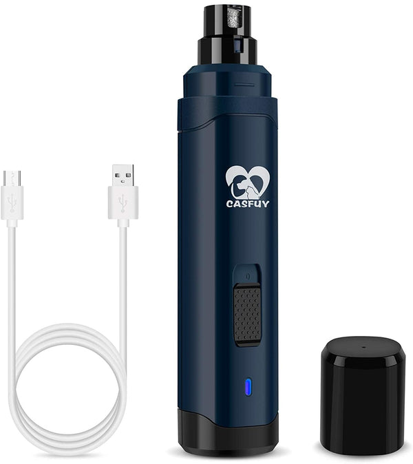 Casfuy Dog Nail Grinder Upgraded - Professional 2-Speed Whisper-Quiet Electric Pet Nail Trimmer Painless Paws Grooming & Smoothing for Small Medium Large Dogs & Cats (Dark Blue)1