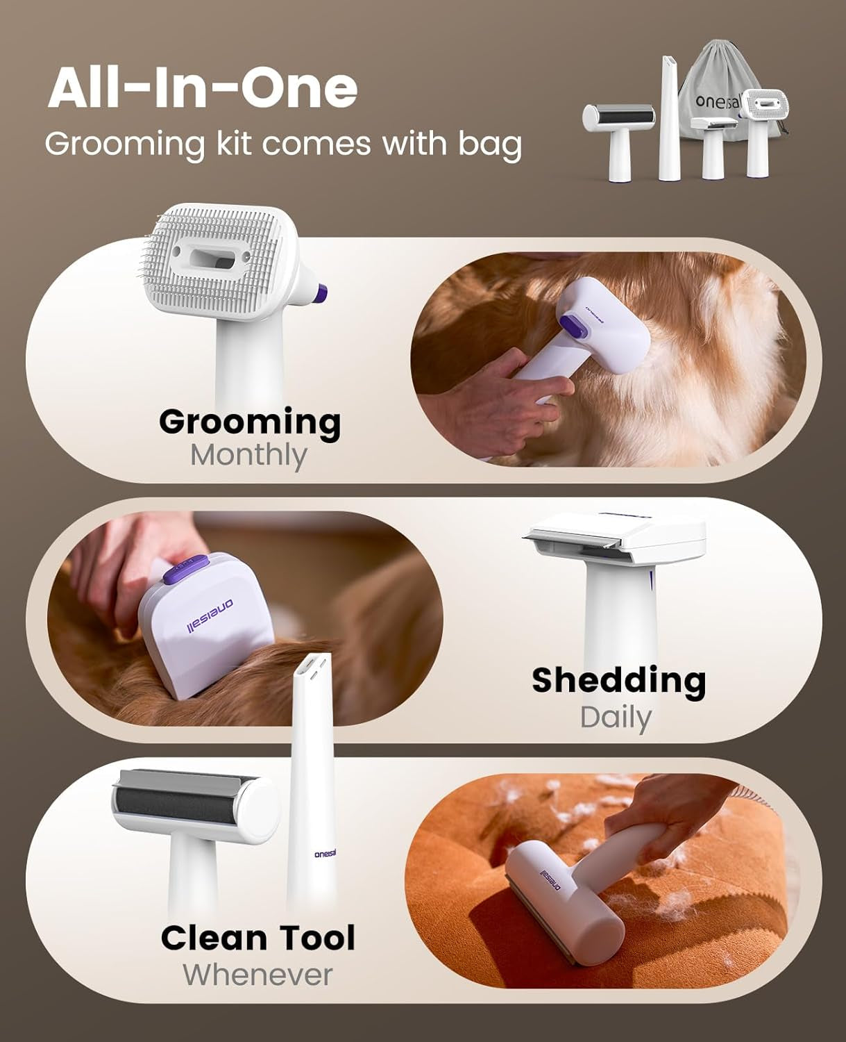 oneisall-dog-hair-vacuum-shedding-grooming-brush-kits-for-pet-thick-coats-15000pa-3-suction-low-noise-1-5l-dust-cup-5-in-1-kitsgrooming-deshedding-cleaning-brush-remover-roller-crevice-tool-lm5