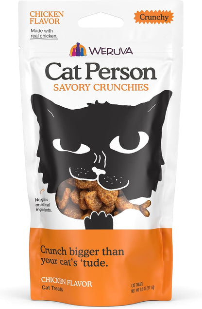 Cat Person, Chicken Savory Crunchies Cat Treats, 2Oz Bag1