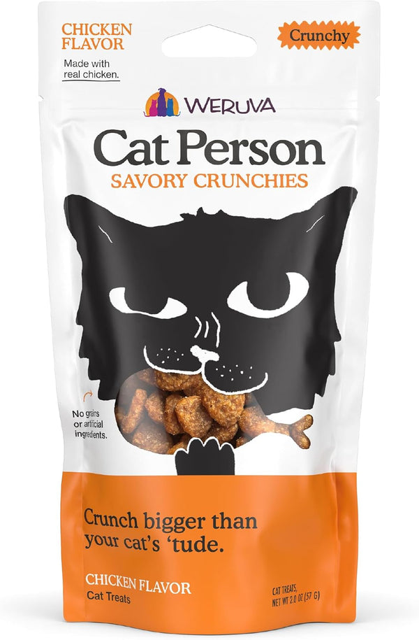Cat Person, Chicken Savory Crunchies Cat Treats, 2Oz Bag1