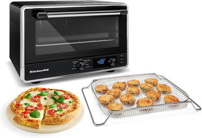 Kitchenaid Digital Countertop Oven, Air Fryer & Pizza Stone, KCO128BM | No-Flip Air Fry Basket and 360° Air Fry System, 10 Essential Cooking Settings, Pizza Stone Included1
