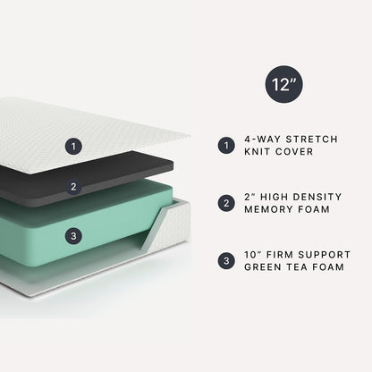 Signature Design by Ashley 12 Inch Memory Foam Queen Mattress in a Box | Stretch Knit Cover and 12-Inch Profile, Certipur-Us Foam Designed for Easy Setup, Motion Isolation, Chime Series3