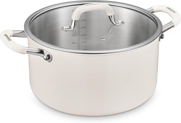 8QT Fully Clad 3-Ply Stainless Steel Stock Pot with Lid, Cooking Pot | Cool-Touch Silicone Handles, Premium Heat Retention & Durability, Oven & Dishwasher Safe, Induction Ready, for Family Stews1