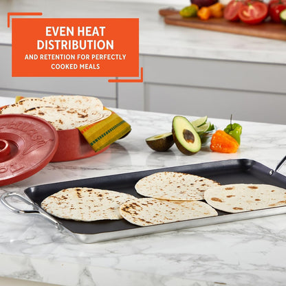 Double Burner Griddle Non-Stick 20-Inch, Black | Nonstick Coated Surface, Dual Side Handles, Ideal for Breakfast Foods, Perfect for Gatherings5