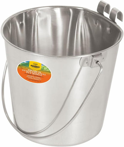 Advance Pet Products 4 Quart Stainless Steel Bucket with Dual Hook | Perfectly Fits on Kennels, Cages and Critter Crates | Heavy Duty Bucket for Pets Cleaning & Food Prep - Flat Sided Pail10