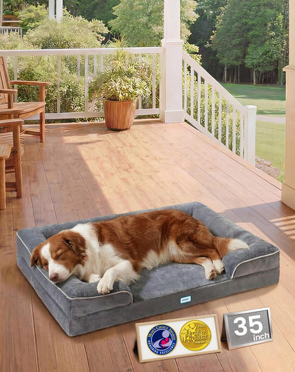 Ohgeni Orthopedic Extra Large Dog Bed Couch, Memory Foam, 44-Inch (Gray) | Waterproof Pet Bed with Machine-Washable Removable Cover & Soft Comfortable Fabric18