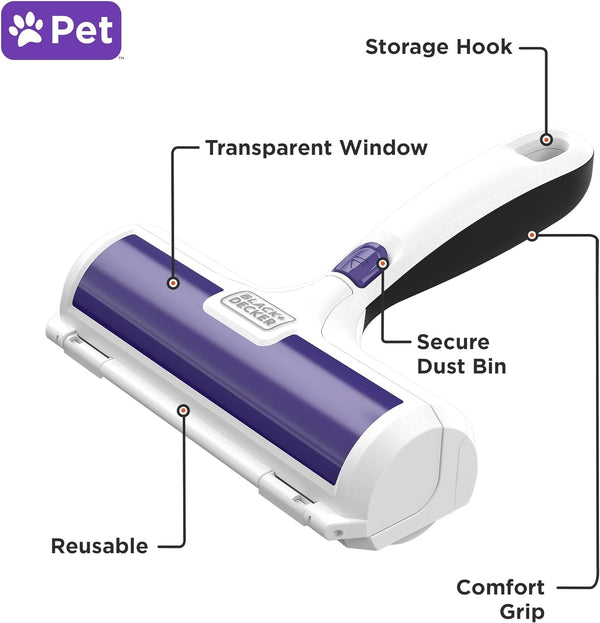 BLACK+DECKER Pet Hair Remover, Roller, Remove Dog Hair and Cat Hair Easily (HMSCT0001)2