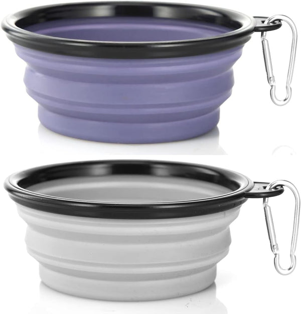 Dog Bowl Pet Collapsible Bowls, 2 Pack for Cats Dogs, Portable Pet Feeding Watering Dish for Walking Parking Traveling with 2 Carabiners (Small, Blue+Green)22