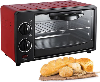 Multifunctional Countertop Convection Toaster Oven with Adjustable Temperature,For Home and Catering Breakfast Making (Red)1