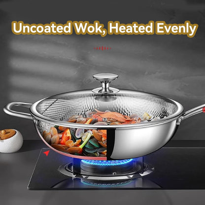 Titanium Hammered Wok, 2026 New Upgrade Non Stick No Coating Titanium Frying Pans for Cooking, Ultra-Durable, Scratch-Resistant, Safe for Oven, Induction & Cooktops,No Lid,11.81In3
