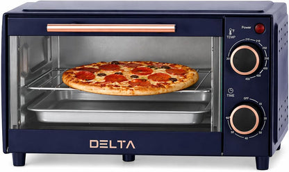 2 Slice Toaster Oven, Small Countertop Oven, Compact Mini Oven Fits 9” Pizza, with Timer & Temperature Control with Baking Tray & Rack for Kitchen, Dorm, Apartment, 750W1